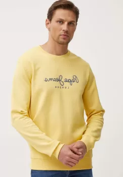 Pepe Jeans hanorac de bumbac SAUL CREW barbati, culoarea galben, cu imprimeu, PM582702 imagine