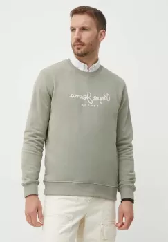 Pepe Jeans hanorac de bumbac SAUL CREW barbati, culoarea verde, cu imprimeu, PM582702 imagine