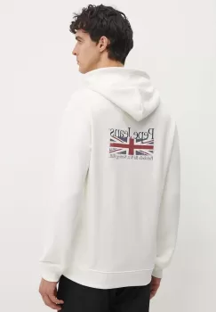 Pepe Jeans hanorac de bumbac SEDRIC P barbati, culoarea alb, cu gluga, cu imprimeu, PM582710 imagine