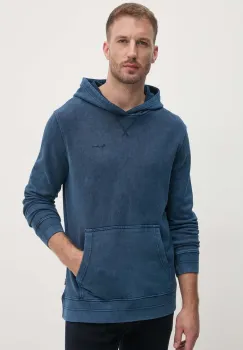 Pepe Jeans hanorac de bumbac SILVERTON HOODIE barbati, culoarea albastru marin, cu gluga, neted, PM582713 imagine
