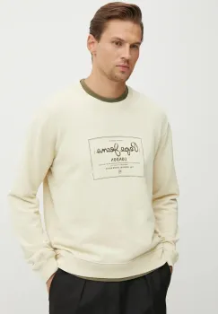 Pepe Jeans hanorac de bumbac SIMON barbati, culoarea bej, cu imprimeu, PM582721 imagine