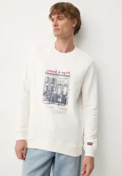 Pepe Jeans hanorac de bumbac SOREN CREW barbati, culoarea bej, cu imprimeu, PM582724 imagine