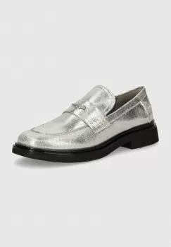 Pepe Jeans mocasini PLS10424 femei, culoarea argintiu, cu toc plat, PENNY GLOSS imagine