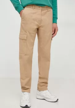 Pepe Jeans pantaloni barbati, culoarea bej, cu fason cargo imagine