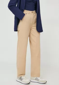Pepe Jeans pantaloni Betsy femei, culoarea bej, drept, medium waist imagine