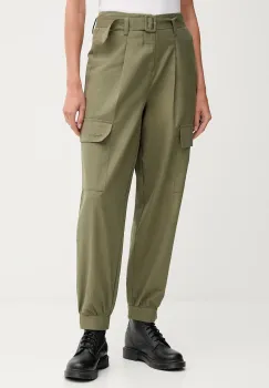Pepe Jeans pantaloni culoarea verde, fason cargo, high waist, PL2100016 imagine