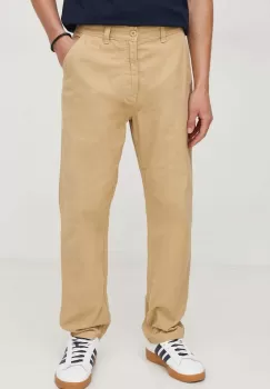 Pepe Jeans pantaloni de bumbac culoarea bej, drept imagine