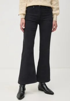 Pepe Jeans pantaloni de catifea cord WILLA culoarea gri, evazati, high waist, PL211786 imagine
