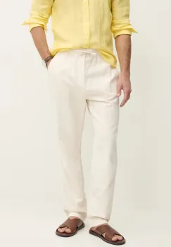 Pepe Jeans pantaloni din amestec de in LINEN PULL ON PANTS barbati, culoarea bej, cu fason chinos, PM211872 imagine