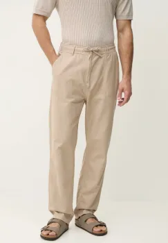 Pepe Jeans pantaloni din amestec de in LINEN PULL ON PANTS barbati, culoarea bej, cu fason chinos, PM211872 imagine
