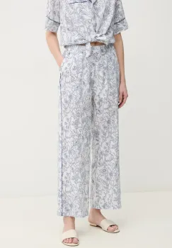 Pepe Jeans pantaloni din in DUANA femei, culoarea alb, lat, high waist, PL211818 imagine