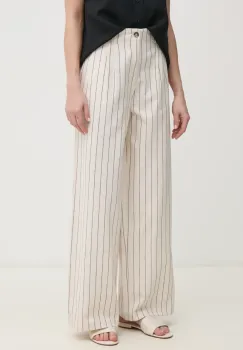 Pepe Jeans pantaloni din in HERLY femei, culoarea bej, lat, high waist, PL211806 imagine