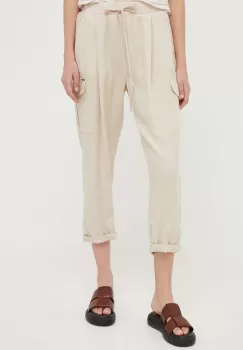 Pepe Jeans pantaloni JYNX femei, culoarea bej, fason cargo, medium waist imagine