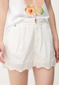 Pepe Jeans pantaloni scurti din bumbac DOUCE femei, culoarea alb, uni, high waist, PL801158 imagine