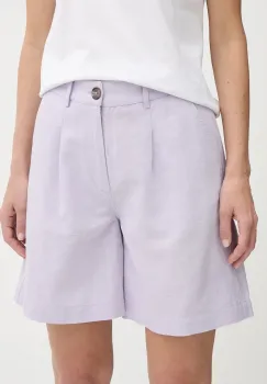 Pepe Jeans pantaloni scurti din in culoarea violet, uni, high waist, PL801198 imagine