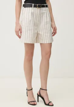 Pepe Jeans pantaloni scurti din in HENAR femei, culoarea bej, cu imprimeu, high waist, PL801163 imagine