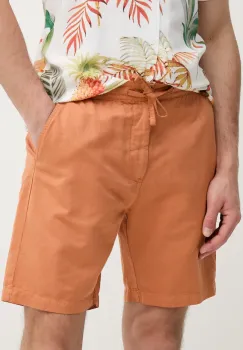 Pepe Jeans pantaloni scurti din in RELAXED LINEN SMART SHORTS culoarea portocaliu, PM801093 imagine