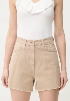 Pepe Jeans pantaloni scurti jeans A-LINE SHORT UHW RACHEL femei, culoarea bej, neted, high waist, PL801112YH9 imagine