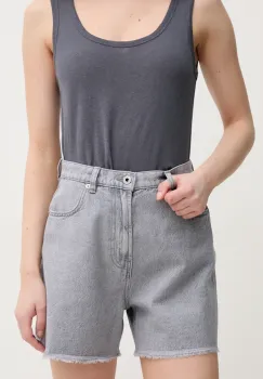 Pepe Jeans pantaloni scurti jeans A-LINE SHORT UHW RACHEL femei, culoarea gri, neted, high waist, PL801112UN7 imagine