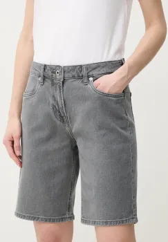 Pepe Jeans pantaloni scurti jeans BERMUDA SHORT HW femei, culoarea gri, neted, high waist, PL801189UN3 imagine