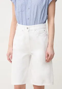 Pepe Jeans pantaloni scurti jeans BERMUDA SHORT UHW WHT femei, culoarea alb, neted, high waist, PL801181 imagine