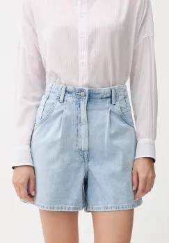 Pepe Jeans pantaloni scurti jeans uni, high waist, PL801205 imagine