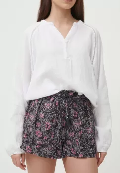 Pepe Jeans pantaloni scurti PATTY femei, culoarea negru, modelator, high waist, PL801103 imagine