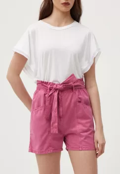 Pepe Jeans pantaloni scurti VALLE femei, culoarea roz, neted, high waist, PL801097 imagine