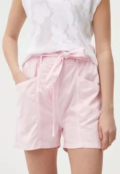 Pepe Jeans pantaloni scurti VALLE femei, culoarea roz, neted, high waist, PL801097 imagine