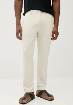 Pepe Jeans pantaloni SLIM CHINO POPLIN barbati, culoarea bej, drept, PM211873 imagine