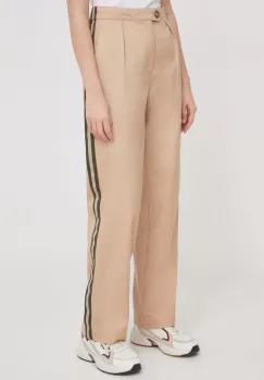 Pepe Jeans pantaloni SUSANNE femei, culoarea bej, drept, high waist imagine
