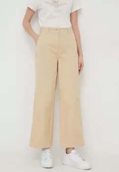 Pepe Jeans pantaloni Tasha femei, culoarea bej, drept, high waist imagine