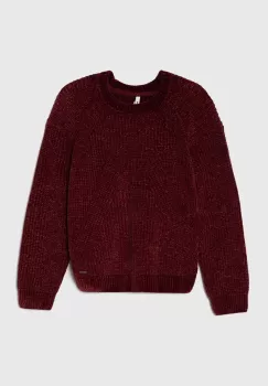 Pepe Jeans pulover copii culoarea bordo, calduros imagine