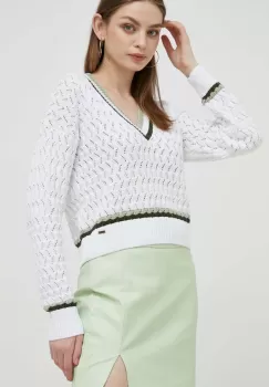 Pepe Jeans pulover de bumbac culoarea alb, light imagine