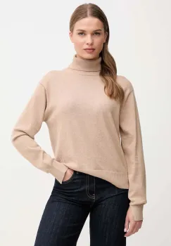 Pepe Jeans pulover din amestec de casmir culoarea bej, light, cu guler, PL7000036 imagine