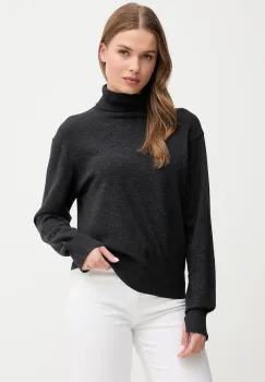 Pepe Jeans pulover din amestec de casmir culoarea negru, light, cu guler, PL7000036 imagine