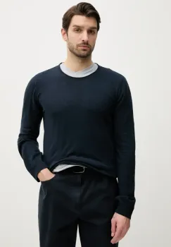 Pepe Jeans pulover din amestec de in LAYNE barbati, culoarea bleumarin, light, PM702519 imagine