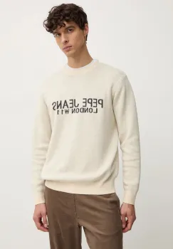 Pepe Jeans pulover din amestec de lana CARDIN barbati, culoarea bej, light, PM702466 imagine