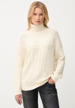 Pepe Jeans pulover din amestec de lana culoarea bej, calduros, cu guler, PL7000053 imagine