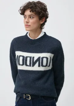 Pepe Jeans pulover din amestec de lana HILDA femei, culoarea albastru marin, PL702227 imagine