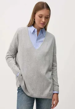 Pepe Jeans pulover din amestec de lana ISELA V-NECK femei, culoarea gri, light, PL702220 imagine