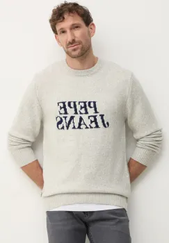 Pepe Jeans pulover din amestec de lana LUKA barbati, culoarea gri, PM702499 imagine