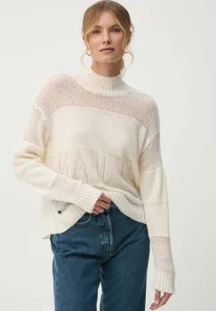 Pepe Jeans pulover din amestec de lana NAOMI femei, culoarea bej, cu turtleneck, PL702243 imagine