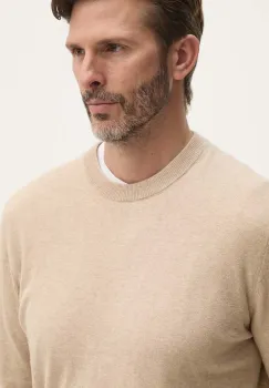 Pepe Jeans pulover din amestec de lana NEW ANDRE CREW NECK barbati, culoarea bej, light, PM702469 imagine