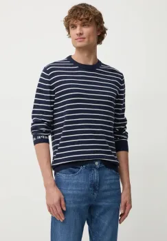 Pepe Jeans pulover din amestec de lana NEW ANDRE STRIPES barbati, culoarea albastru marin, light, PM702479 imagine