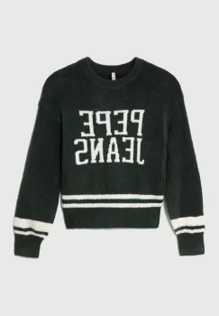 Pepe Jeans pulover pentru copii din amestec de lana culoarea verde, calduros imagine