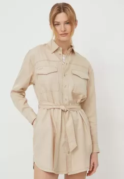 Pepe Jeans rochie Beate culoarea bej, mini, drept imagine