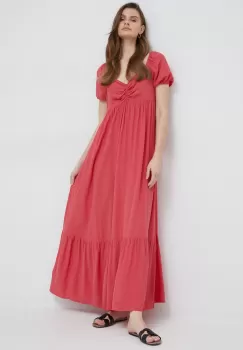Pepe Jeans rochie Bernardette culoarea rosu, maxi, evazati imagine