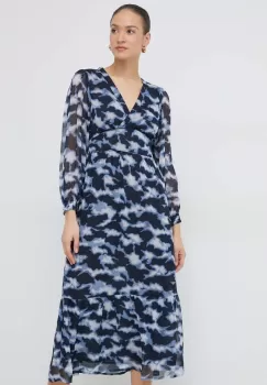 Pepe Jeans rochie Blita culoarea albastru marin, maxi, evazati imagine