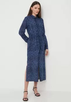 Pepe Jeans rochie culoarea albastru marin, midi, evazati imagine